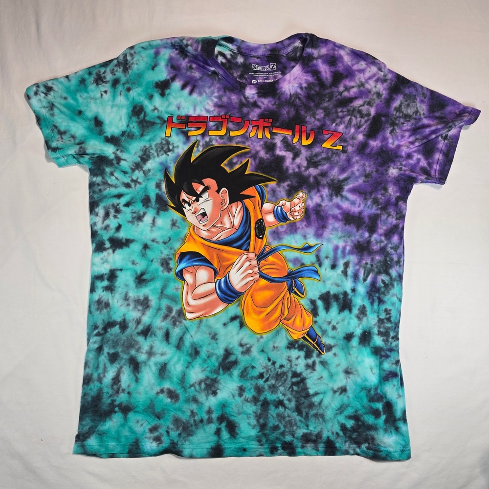 Dragon Ball Z Goku Tie Dye Shirt Mens 3XL Teal Purple Anime Graphic Tee